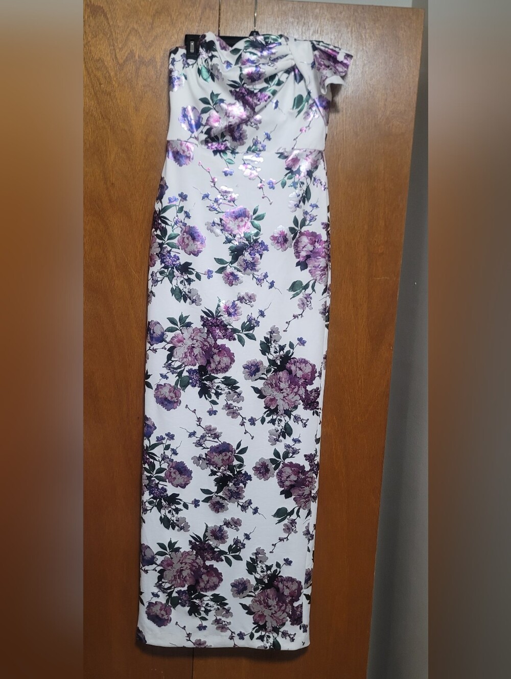 BLACK HALO Divine Eve DivineStrapless Floral Print Column Dress Size 8